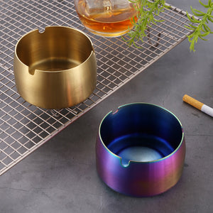 Round Durable Protable Ash Tray Stainless Steel High Temperature Resistant Coverless Ashtrays Tobacco Bowl Desktop Ash Holder