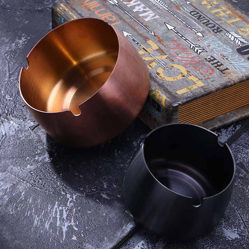 Stainless Steel Ashtray for Garden Terrace Balcony 4Colors Household 1Pcs Round Shape Cigar Ash Tray Cigarette Accessories