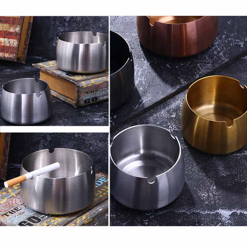 Stainless Steel Ashtray for Garden Terrace Balcony 4Colors Household 1Pcs Round Shape Cigar Ash Tray Cigarette Accessories