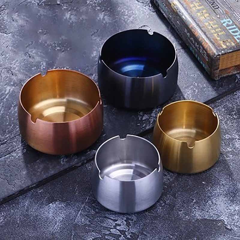 Stainless Steel Ashtray for Garden Terrace Balcony 4Colors Household 1Pcs Round Shape Cigar Ash Tray Cigarette Accessories
