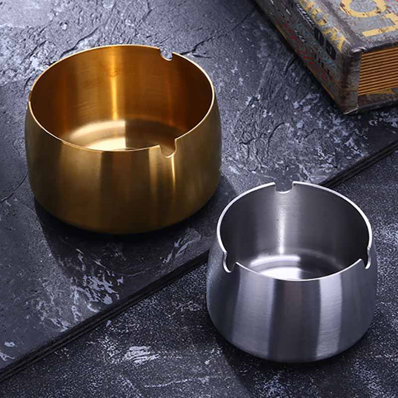 Stainless Steel Ashtray for Garden Terrace Balcony 4Colors Household 1Pcs Round Shape Cigar Ash Tray Cigarette Accessories