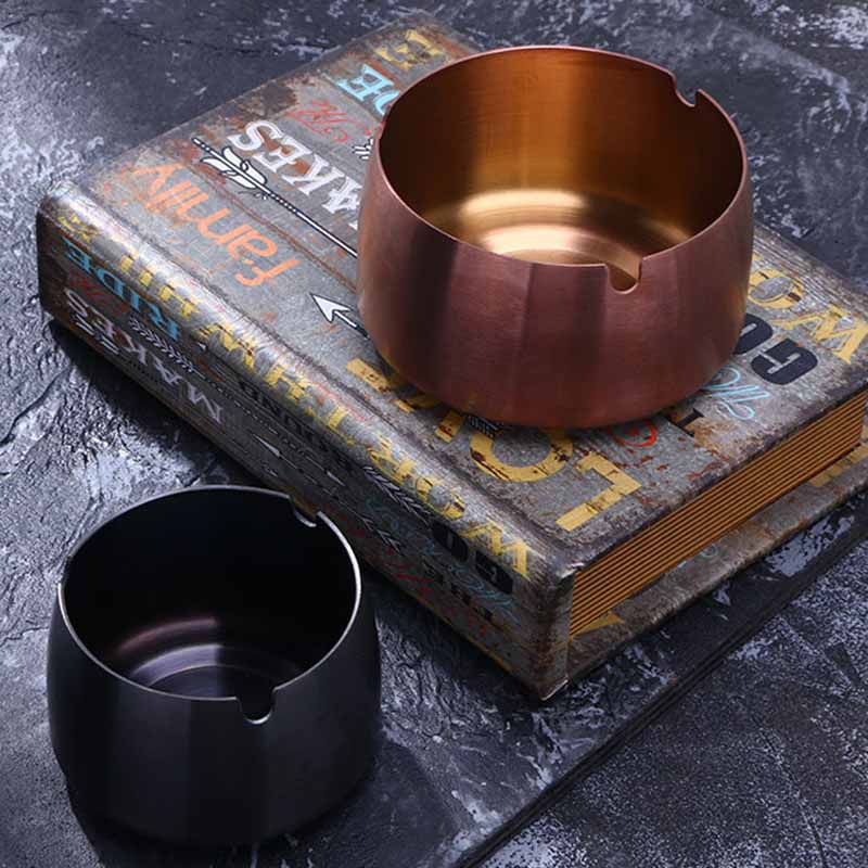 Stainless Steel Ashtray for Garden Terrace Balcony 4Colors Household 1Pcs Round Shape Cigar Ash Tray Cigarette Accessories