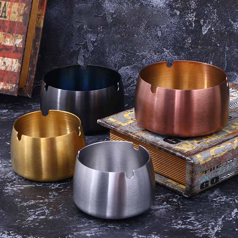 Stainless Steel Ashtray for Garden Terrace Balcony 4Colors Household 1Pcs Round Shape Cigar Ash Tray Cigarette Accessories