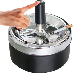 Stylish Metal Windproof Press Rotating Lid Home Office Ashtray Smoker Gift Hotel X4A3