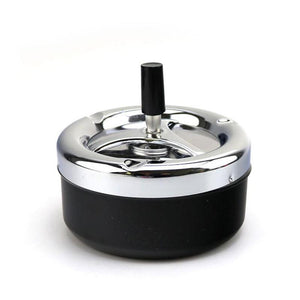 Stylish Metal Windproof Press Rotating Lid Home Office Ashtray Smoker Gift Hotel X4A3