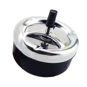 Stylish Metal Windproof Press Rotating Lid Home Office Ashtray Smoker Gift Hotel X4A3