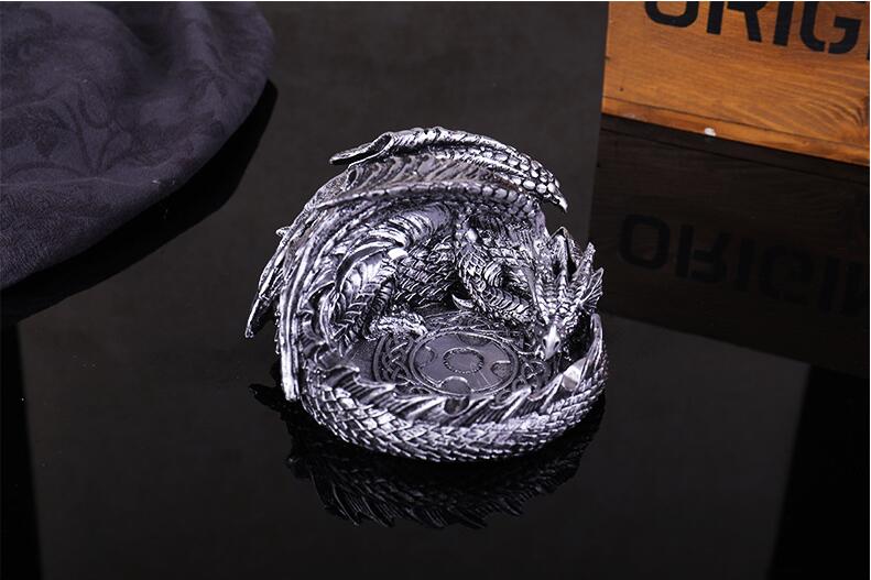 TECHOME Retro Style Home Dragon Ashtray Creative Desktop Multifunctional Ash Tray Father Boyfriend Gift Dragon Storage Ashtray