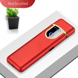 USB Lighters Fingerprint Induction Rechargeable Ultra-thin Lighter Personality Plasma Flameless Electric Lighters Gadgets Men