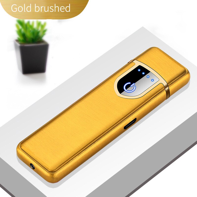 USB Lighters Fingerprint Induction Rechargeable Ultra-thin Lighter Personality Plasma Flameless Electric Lighters Gadgets Men