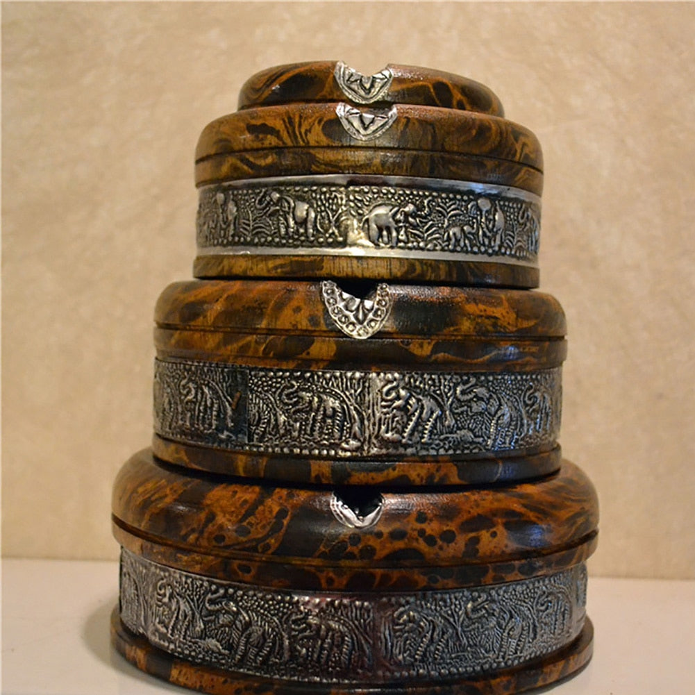 Vintage Wood Ashtray Tray Handmade Smoking Tobacco Ashtray Ash Tray Case for Home Smoking