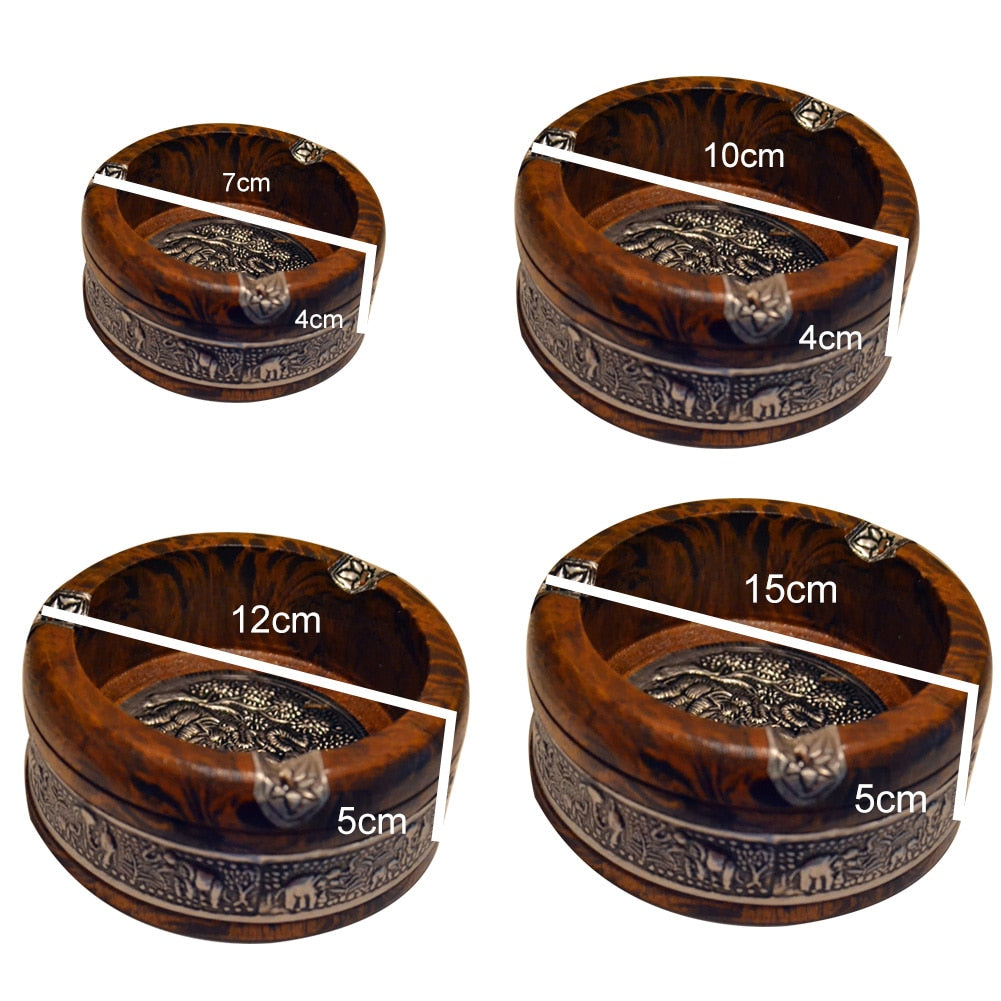 Vintage Wood Ashtray Tray Handmade Smoking Tobacco Ashtray Ash Tray Case for Home Smoking