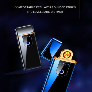 Windproof USB Lighter Dual Arc Plasma Flameless Rechargeable LED Electric Lighter For Cigarette Candle With Power Display