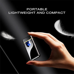 Windproof USB Lighter Dual Arc Plasma Flameless Rechargeable LED Electric Lighter For Cigarette Candle With Power Display