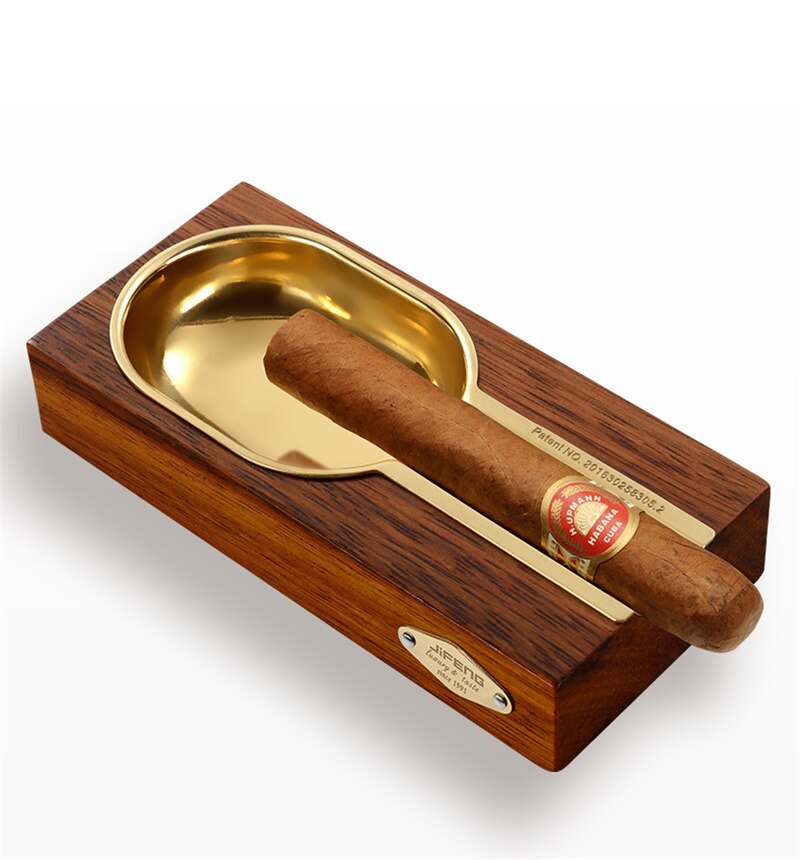 Wood Cigar Ashtray Home Metal Ash Tray Outdoor Luxury 4 Holder Cigar Cigarette Ashtrays For COHIBA Cigar Accessories CA-011a