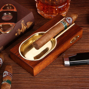 Wood Cigar Ashtray Home Metal Ash Tray Outdoor Luxury 4 Holder Cigar Cigarette Ashtrays For COHIBA Cigar Accessories CA-011a